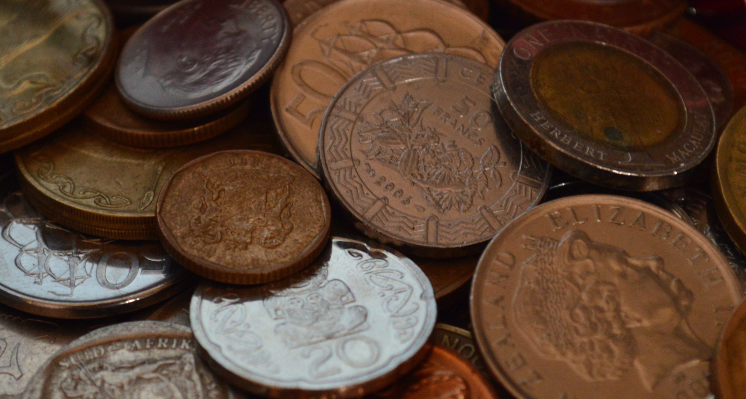 close up of euro coins