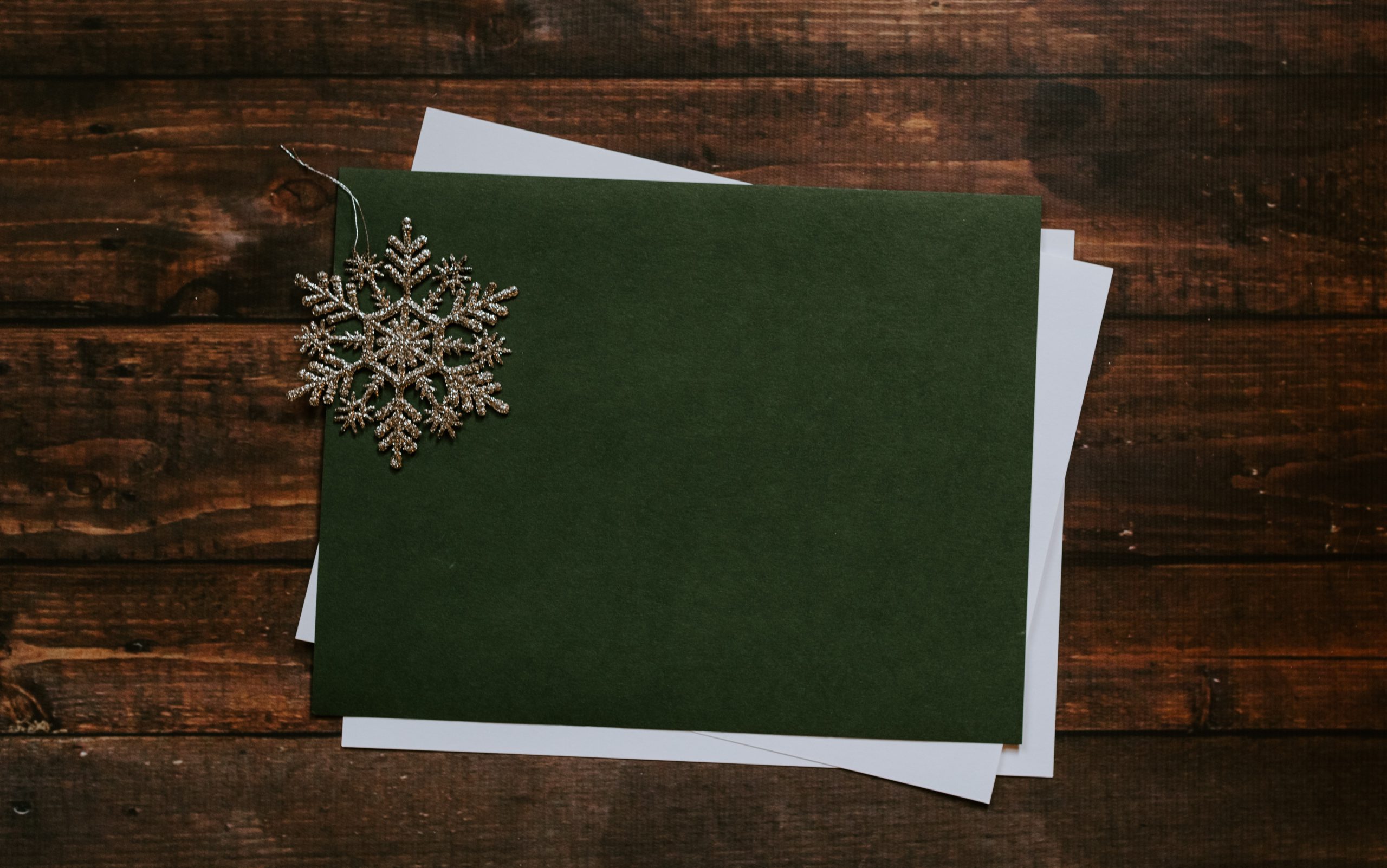 green envelope with a snowflake