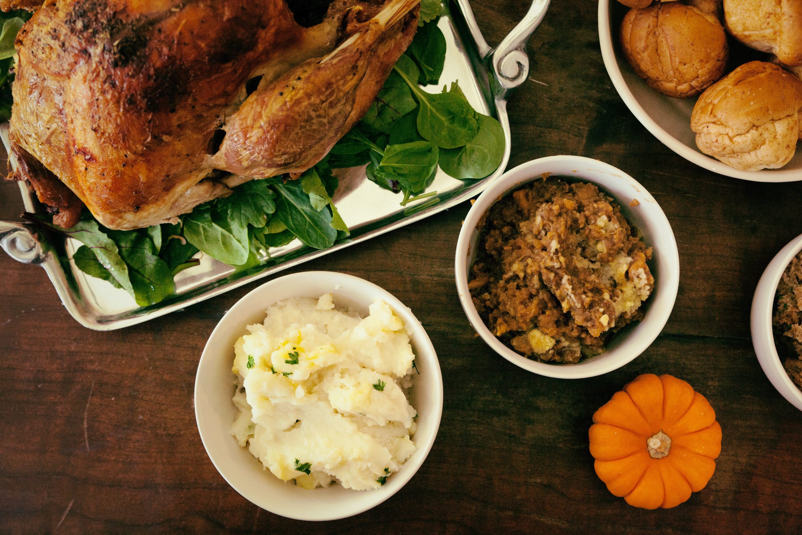 thanksgiving dinner with potatoes and stuffing