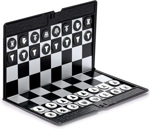 black and white folding chess set